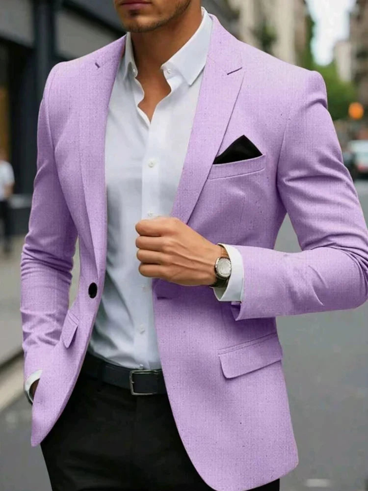 Men's Blazer Jacket Blazer Fashion Casual Solid Colored Blazer Grey khaki black brown Tailored Fit Single Breasted Blazer Jacket