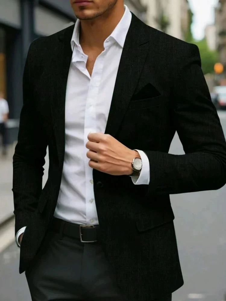 Men's Blazer Jacket Blazer Fashion Casual Solid Colored Blazer Grey khaki black brown Tailored Fit Single Breasted Blazer Jacket