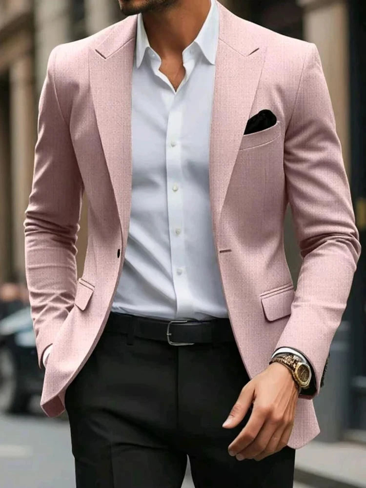 Men's Blazer Jacket Blazer Fashion Casual Solid Colored Blazer Grey khaki black brown Tailored Fit Single Breasted Blazer Jacket