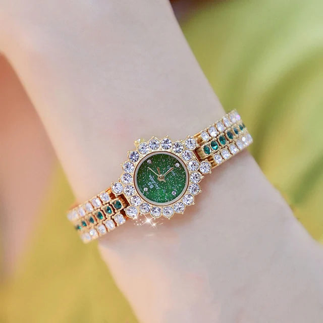 Relógio Feminino de Luxo com Diamantes – Pulseira em Aço Inoxidável Rose Gold