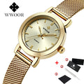 WWOOR Relógio Feminino de Luxo com Pulseira Mesh em Aço Inoxidável – Resistente à Água 3 Bar