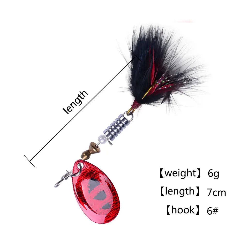 Hexakill 1 peça 4g 6g Spinner Spoon Isca de pesca de metal Wobbler CrankBaits Jig Isca de metal brilhante com lantejoulas para pesca de truta