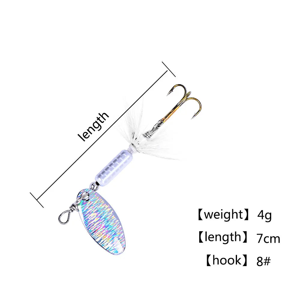 Hexakill 1 peça 4g 6g Spinner Spoon Isca de pesca de metal Wobbler CrankBaits Jig Isca de metal brilhante com lantejoulas para pesca de truta