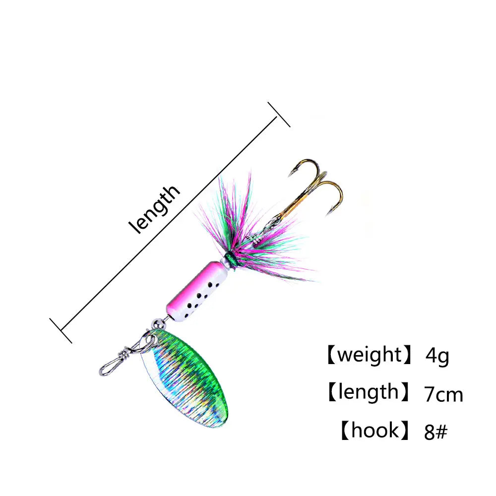 Hexakill 1 peça 4g 6g Spinner Spoon Isca de pesca de metal Wobbler CrankBaits Jig Isca de metal brilhante com lantejoulas para pesca de truta