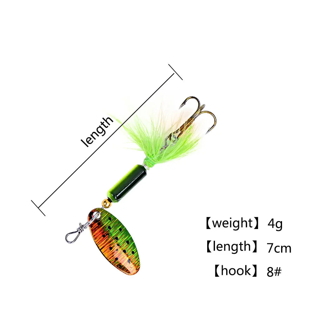 Hexakill 1 peça 4g 6g Spinner Spoon Isca de pesca de metal Wobbler CrankBaits Jig Isca de metal brilhante com lantejoulas para pesca de truta