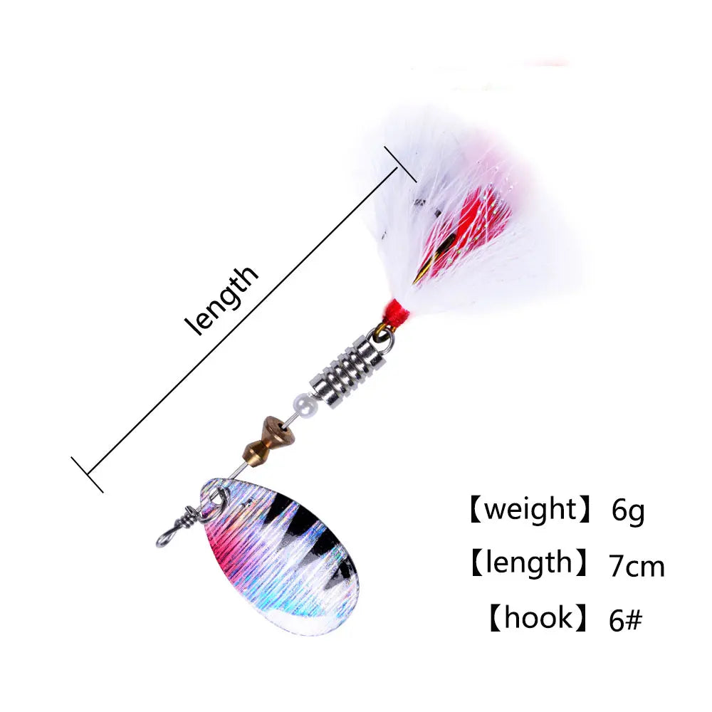 Hexakill 1 peça 4g 6g Spinner Spoon Isca de pesca de metal Wobbler CrankBaits Jig Isca de metal brilhante com lantejoulas para pesca de truta