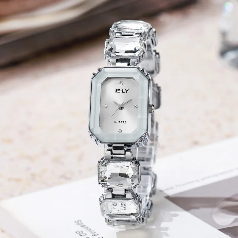 Relógio Feminino de Luxo com Diamantes e Pulseira Bracelete – Quartzo Fashion
