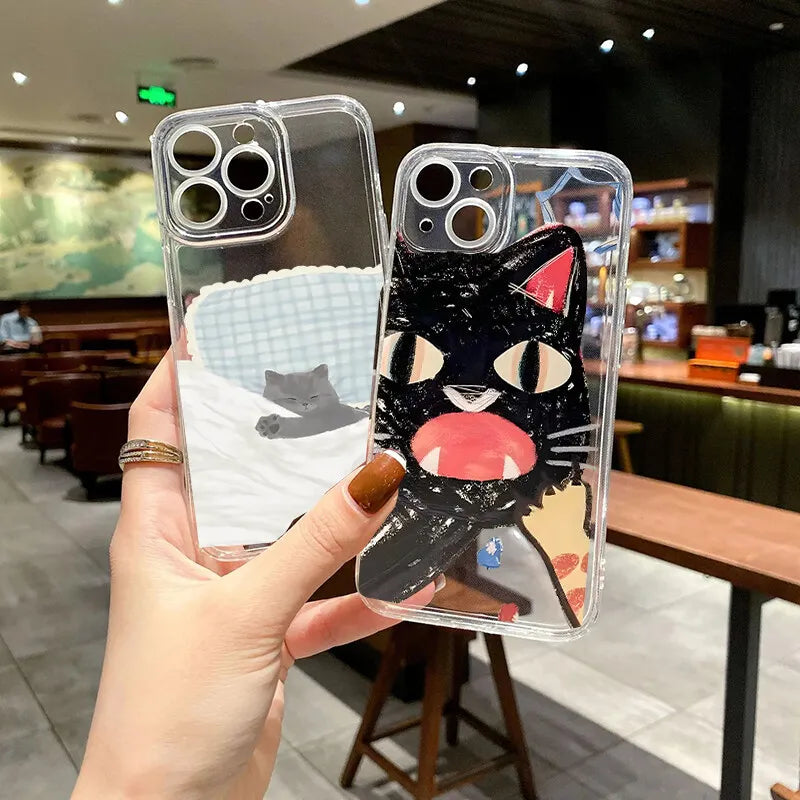 Capa para Samsung Galaxy A56 A55 A54 A35 A36 A26 A16 A15 A14 A34 A53 S25 S24 S23 Ultra Plus S20 S21 S24 FE com desenho fofo de gato