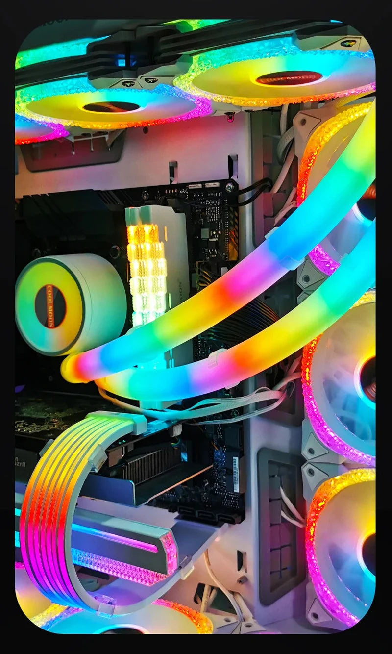 Tubo flexível ARGB para resfriamento líquido de CPU, controlado por placa-mãe, radiador de resfriamento, tubo de 5V 3 pinos ARGB para decoração de gabinete de computador Pi