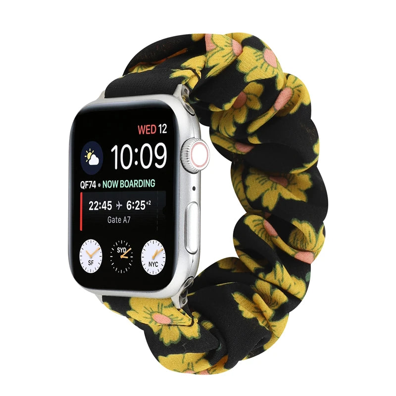 Hair Ring Creative strap For Apple Watch 38mm 40mm 41mm 42mm 44 45mm Elastic Fabric Watch band For iwatch Series 7 6 SE 5 4 3 2
