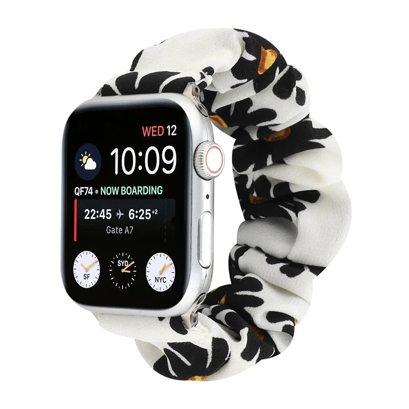 Hair Ring Creative strap For Apple Watch 38mm 40mm 41mm 42mm 44 45mm Elastic Fabric Watch band For iwatch Series 7 6 SE 5 4 3 2