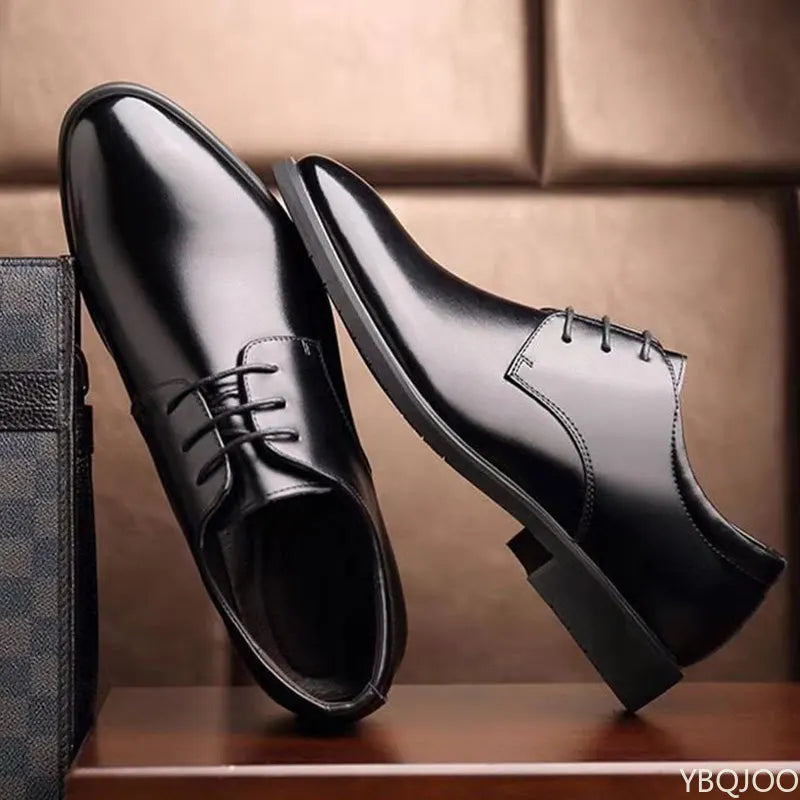 2025 Male Business Formal Wear Casual Shoe Men's Breathable Leather Shoes Black Soft Leather Soft Bottom Spring Best Man Homme