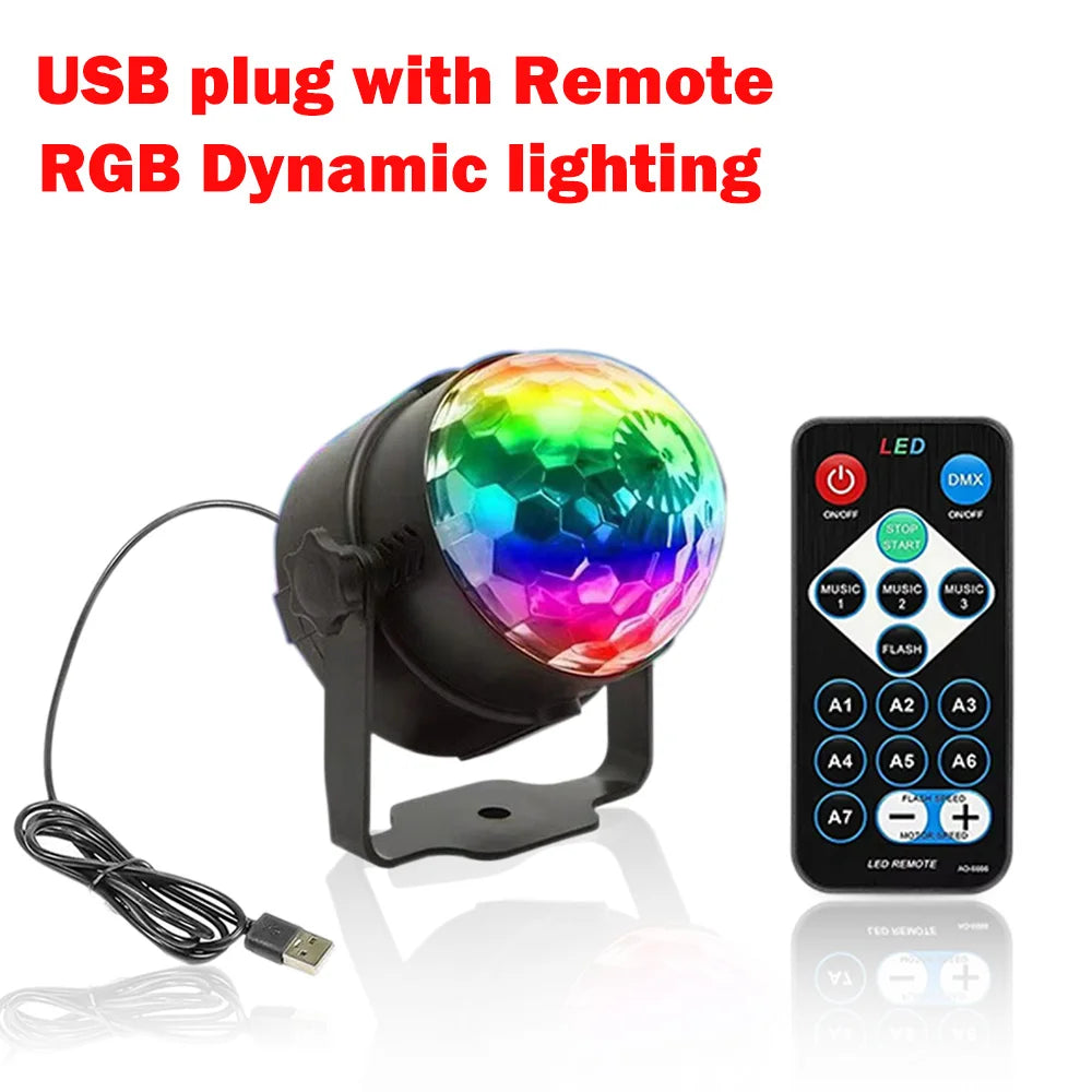 Disco Ball Light Party Lights USB Sound Activated DJ Dance Stage Light Colourful RGB Strobe Lamp for Karaoke Wedding Bar Decor