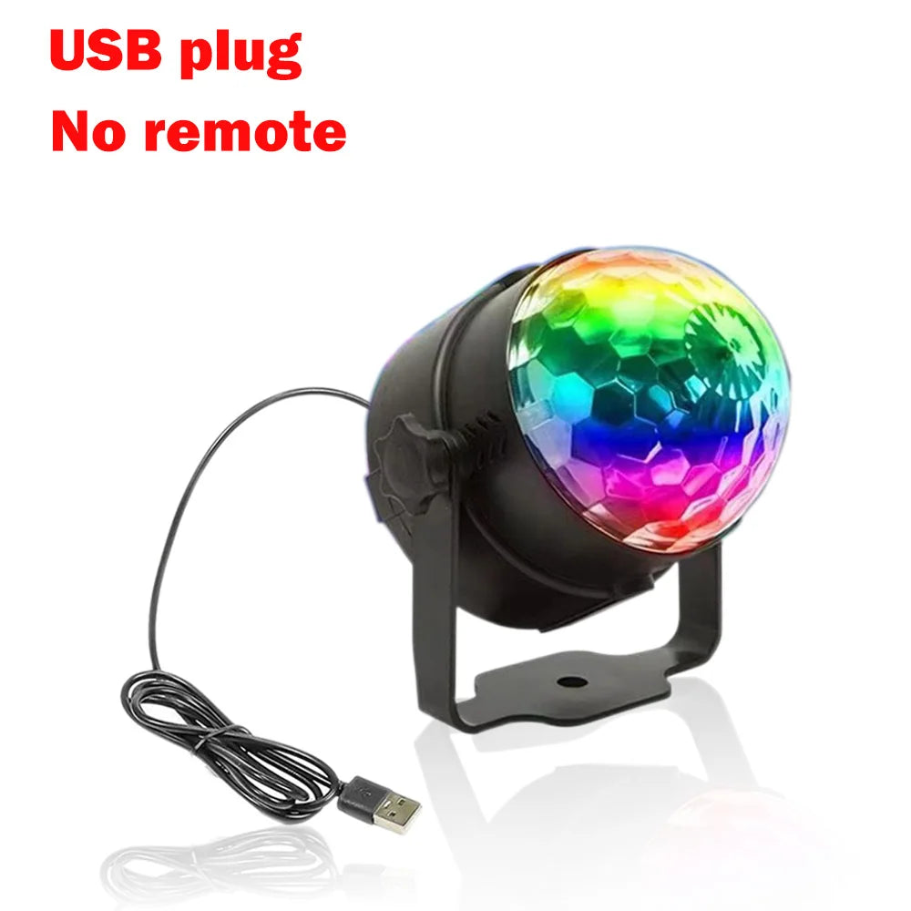 Disco Ball Light Party Lights USB Sound Activated DJ Dance Stage Light Colourful RGB Strobe Lamp for Karaoke Wedding Bar Decor