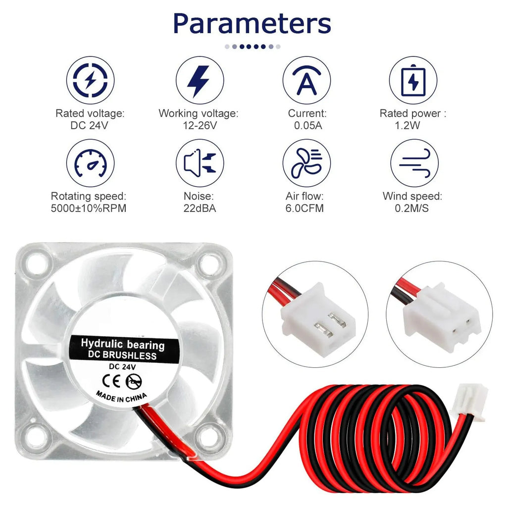 2 unidades de ventoinha RGB de 40 mm, 12 V/24 V, para Ender 3. Atualização para ventoinhas de 24 volts com LED colorido, rolamento hidráulico 4010, compatível com Ender 3 Pro e 3X CR-10S.