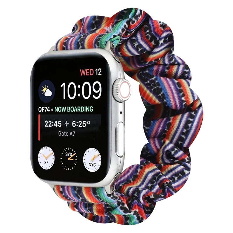 Hair Ring Creative strap For Apple Watch 38mm 40mm 41mm 42mm 44 45mm Elastic Fabric Watch band For iwatch Series 7 6 SE 5 4 3 2
