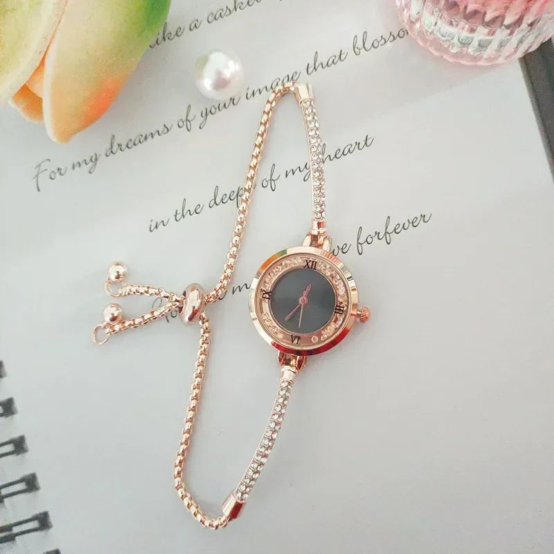 Relógio Feminino de Luxo com Pulseira Fina Dourada – Estilo Fashion e Casual