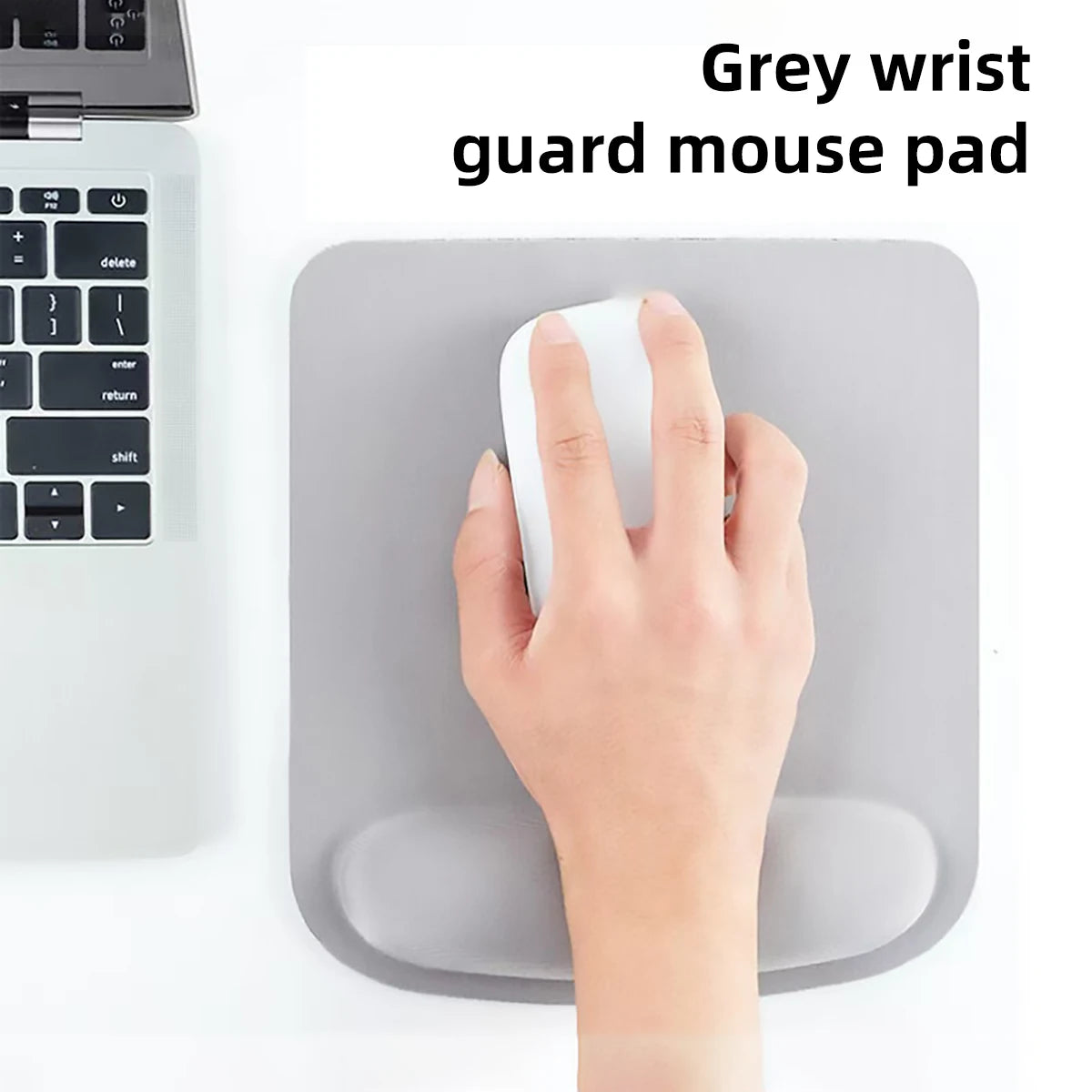 Mouse pad quadrado com apoio de pulso em EVA antiderrapante, macio e confortável para uso no escritório.