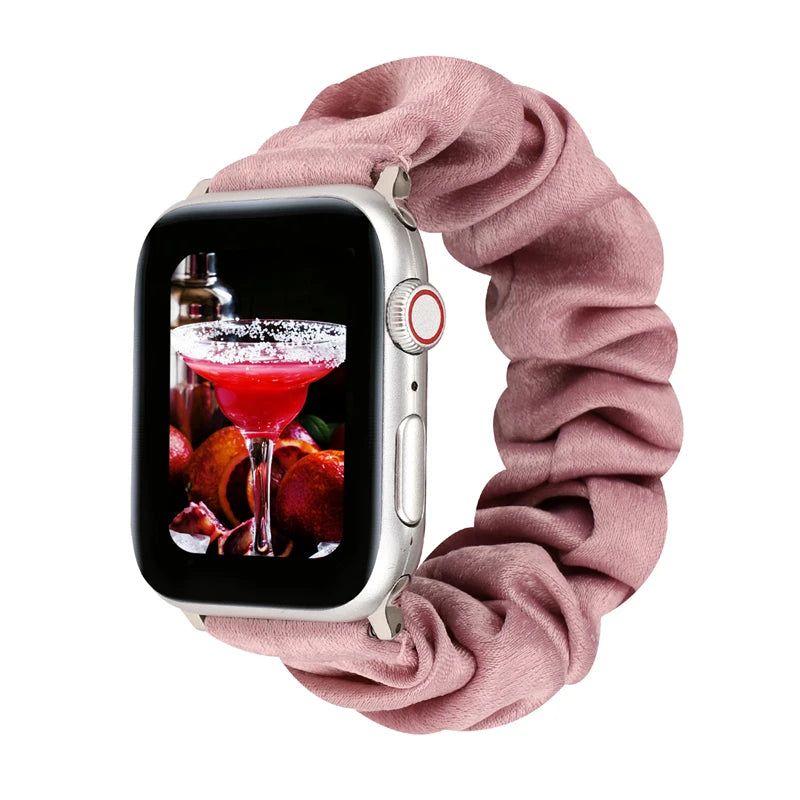 Hair Ring Creative strap For Apple Watch 38mm 40mm 41mm 42mm 44 45mm Elastic Fabric Watch band For iwatch Series 7 6 SE 5 4 3 2