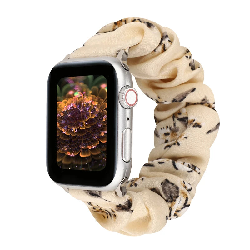 Hair Ring Creative strap For Apple Watch 38mm 40mm 41mm 42mm 44 45mm Elastic Fabric Watch band For iwatch Series 7 6 SE 5 4 3 2