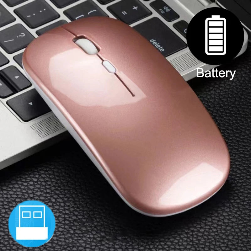 Mouse sem fio fino de 2,4 GHz, mouse óptico de 1600 DPI, mouse silencioso para jogos e escritório, mouse com design ergonômico e receptor USB para PC e laptop.