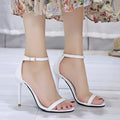 New Solid Color Simple Sexy Elegant Banquet Party High Heels Summer Open Toe Comfortable Buckle Fashion Sandals for Women
