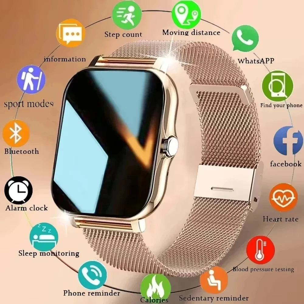 LAXASFIT 2025 Novo Smartwatch com Bluetooth, Tela Sensível ao Toque, Monitor de Frequência Cardíaca, Relógio Inteligente para Esportes e Fitness, Presente Ideal para Homens e Mulheres