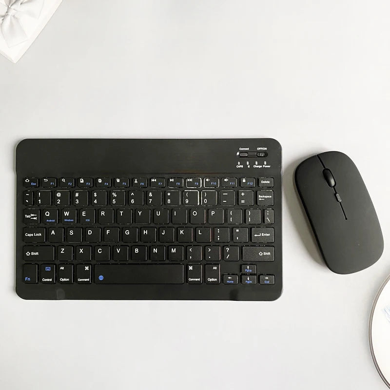Teclado Bluetooth recarregável para tablet, celular e PC. Mini teclado sem fio portátil ultrafino de 10 polegadas para iPad e Xiaomi.