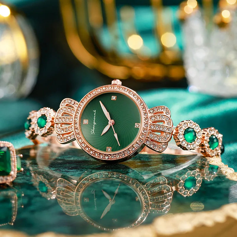 Relógio Feminino Bracelete com Coroa – Joias Quartzo Luxo Leve Elegante