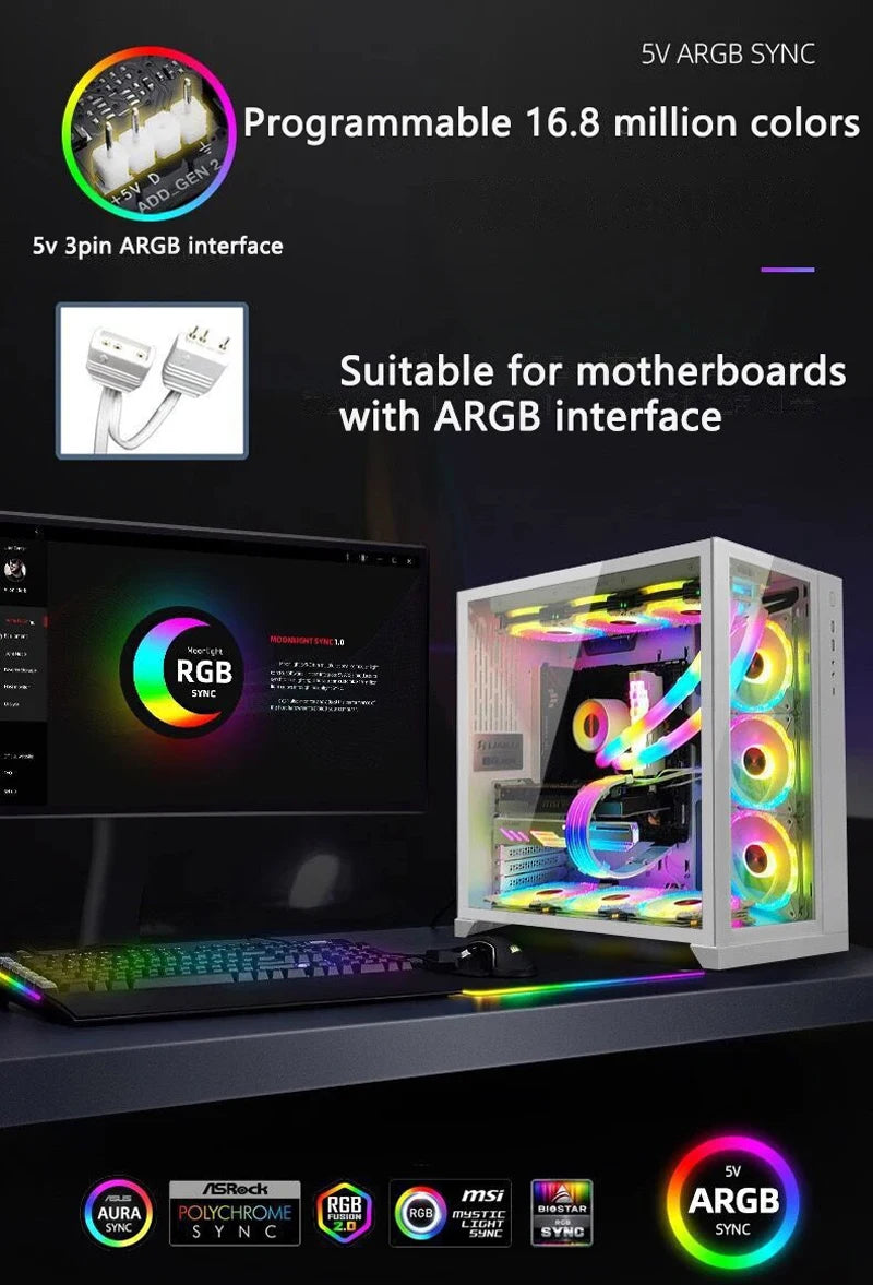 Tubo flexível ARGB para resfriamento líquido de CPU, controlado por placa-mãe, radiador de resfriamento, tubo de 5V 3 pinos ARGB para decoração de gabinete de computador Pi