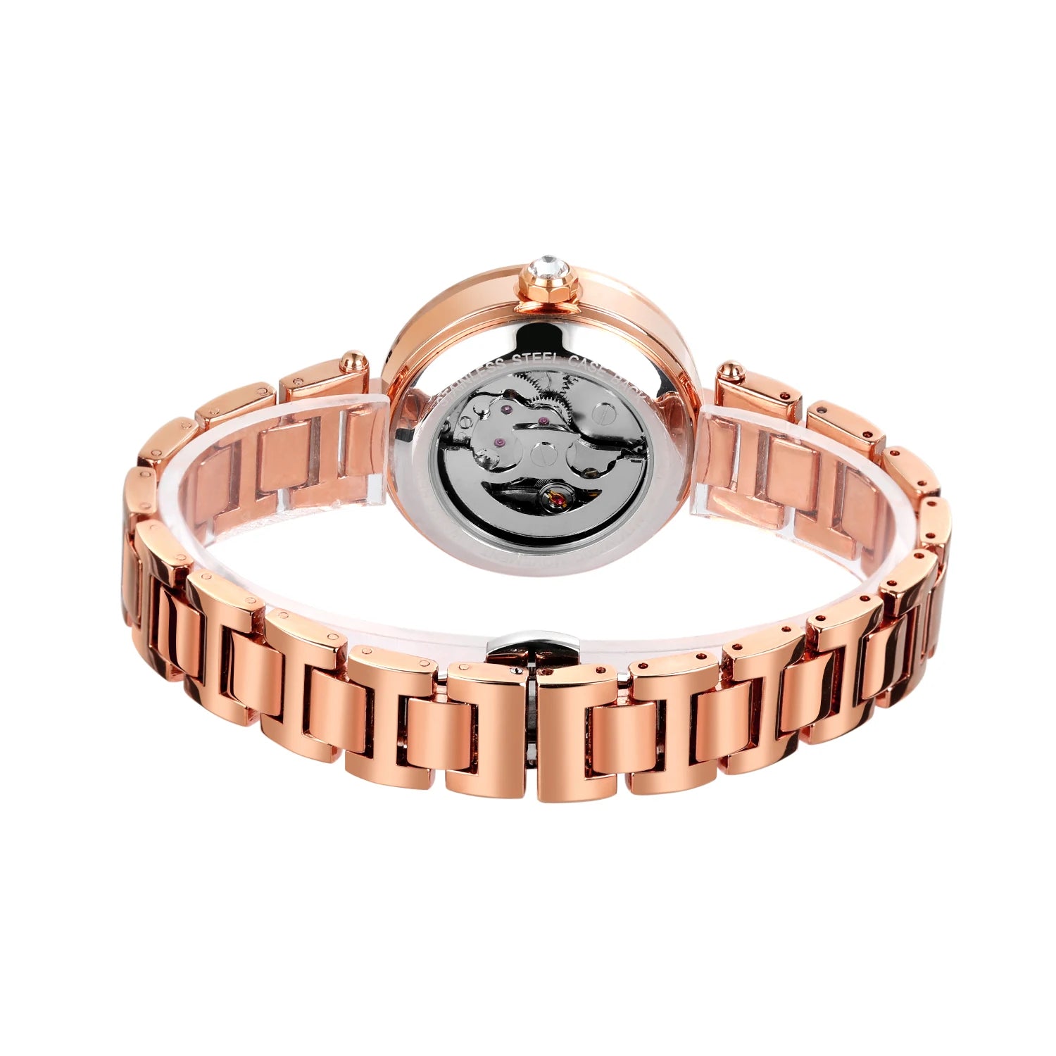 FORSINING Relógio Feminino Esqueleto Automático com Diamantes – Ponteiros Luminosos