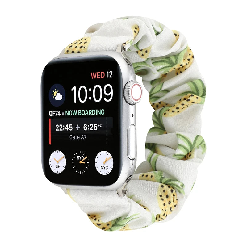 Hair Ring Creative strap For Apple Watch 38mm 40mm 41mm 42mm 44 45mm Elastic Fabric Watch band For iwatch Series 7 6 SE 5 4 3 2