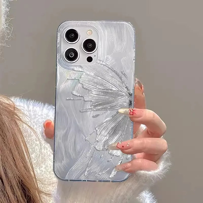 Capa de celular borboleta prateada para Huawei Honor 90 8X 9X 80 70 50 X7 Y9S Y9 Prime 2019 PSMART 2021. Capa à prova de choque.