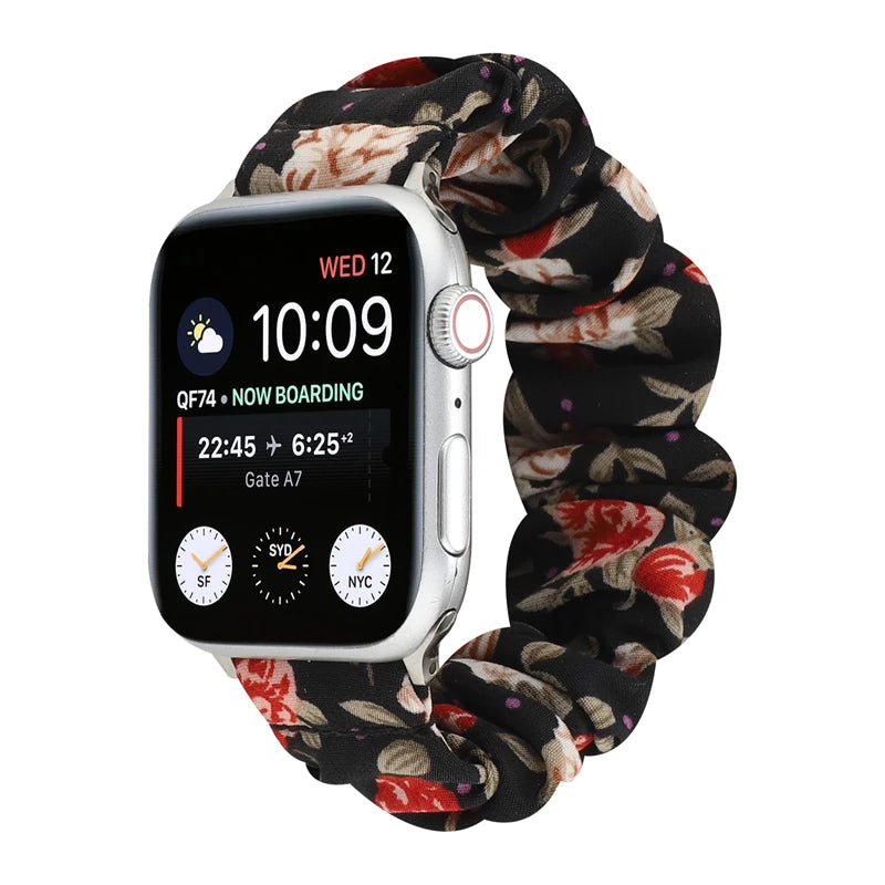 Hair Ring Creative strap For Apple Watch 38mm 40mm 41mm 42mm 44 45mm Elastic Fabric Watch band For iwatch Series 7 6 SE 5 4 3 2