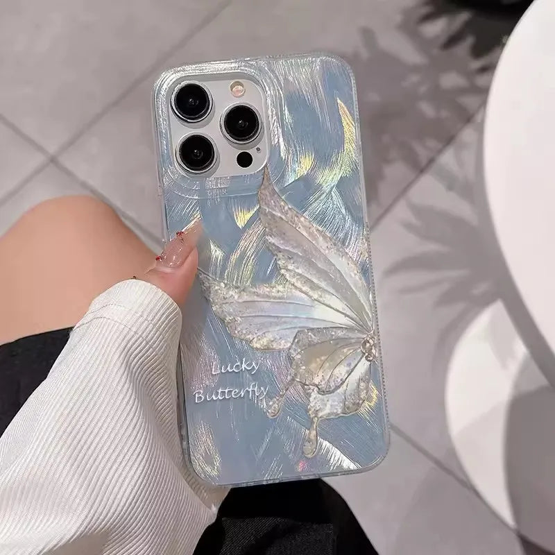 Capa de celular borboleta prateada para Huawei Honor 90 8X 9X 80 70 50 X7 Y9S Y9 Prime 2019 PSMART 2021. Capa à prova de choque.