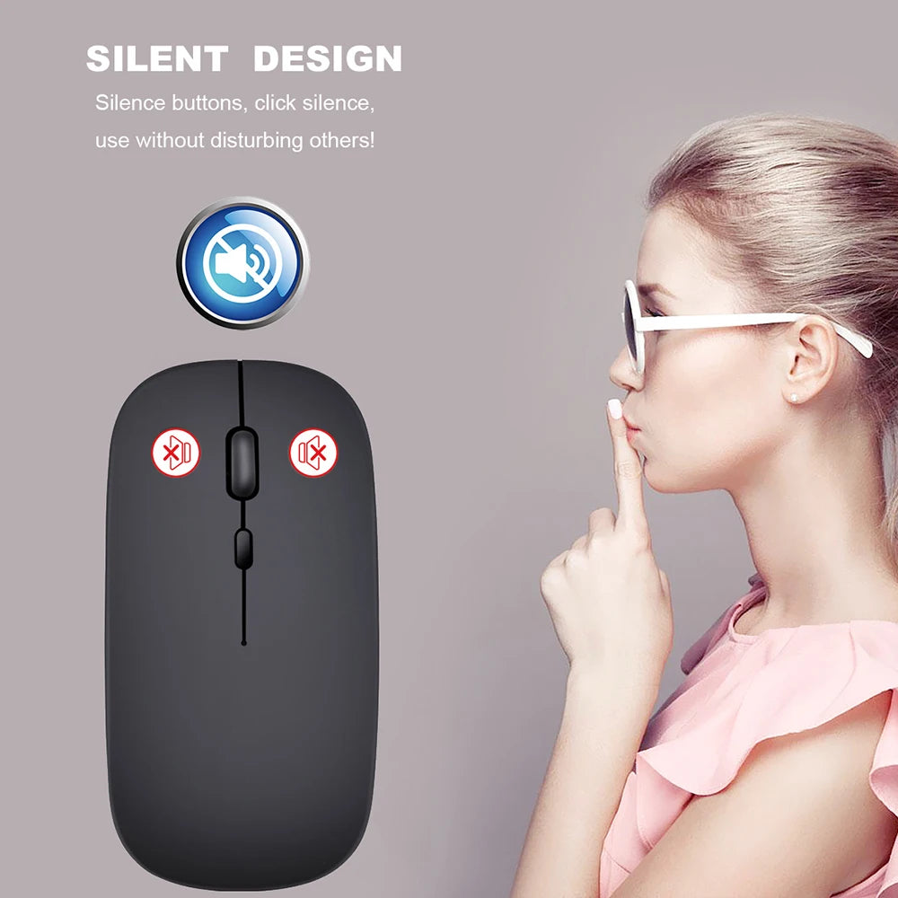 Mouse sem fio fino de 2,4 GHz, mouse óptico de 1600 DPI, mouse silencioso para jogos e escritório, mouse com design ergonômico e receptor USB para PC e laptop.