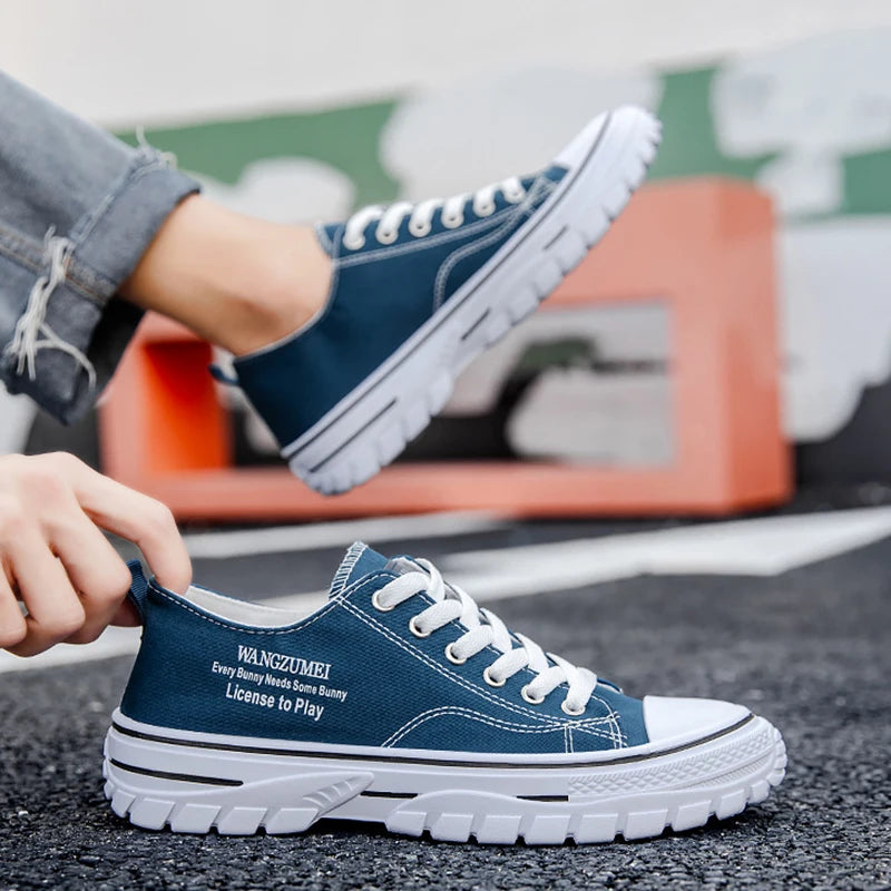 Shoes for Men Fashion Casual Canvas Mens Shoes Light Comfortable Walking Flats for Men Outdoor Tennis Sneakers Tenis Para Hombre