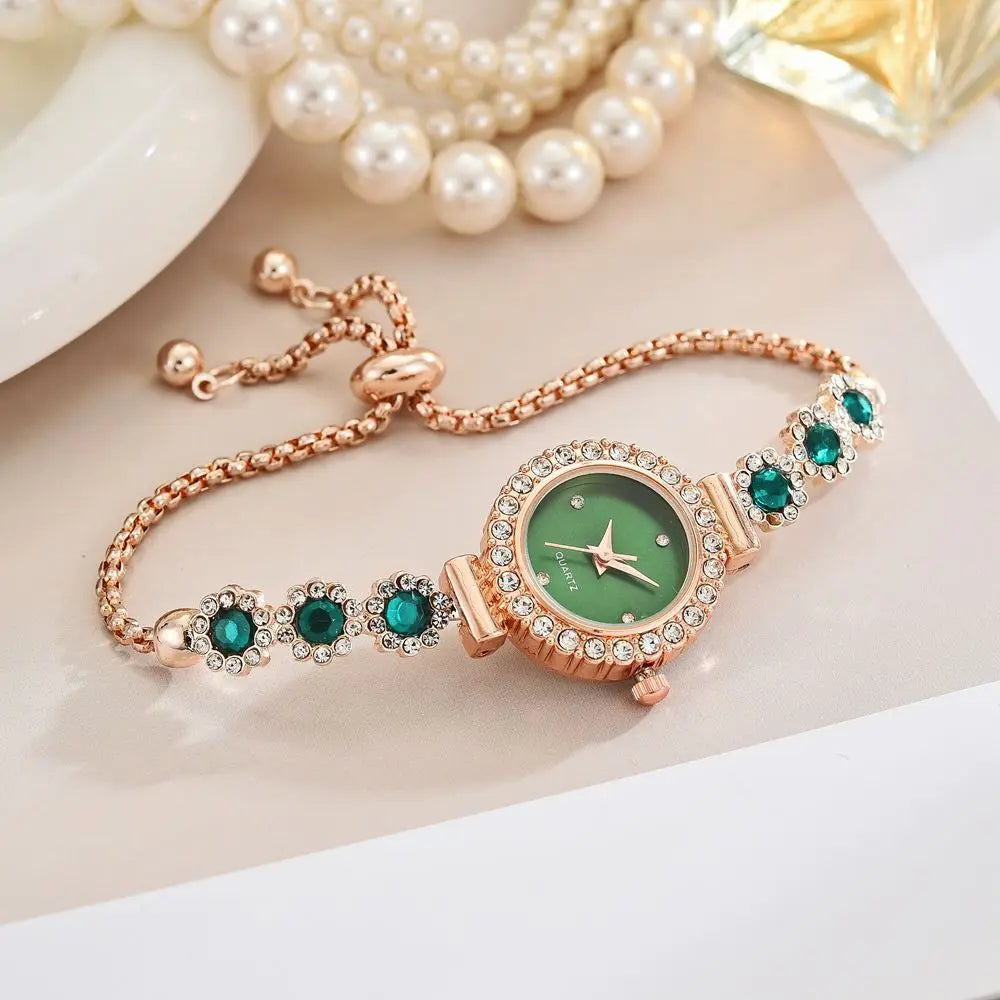Elegant Women Watches Fashion Rhinestone Flowers Bracelet Ladies Quartz Wristwatch Reloj Mujer Girls Clock Gift