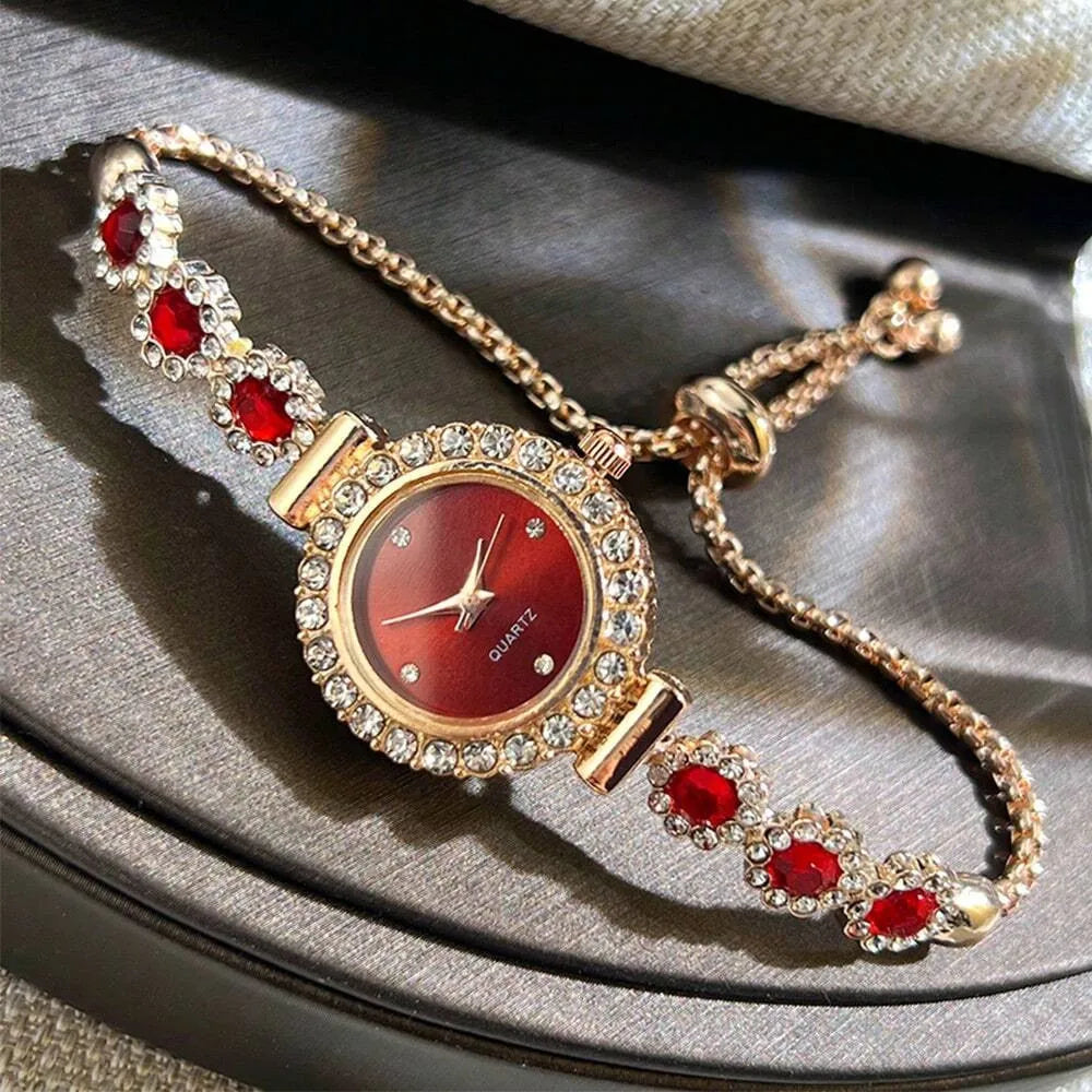 Elegant Women Watches Fashion Rhinestone Flowers Bracelet Ladies Quartz Wristwatch Reloj Mujer Girls Clock Gift
