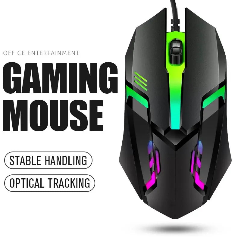 Mouse gamer com fio USB retroiluminado por LED, modelo 20251 PC ITLY M01, para desktop, laptop e computador de escritório.