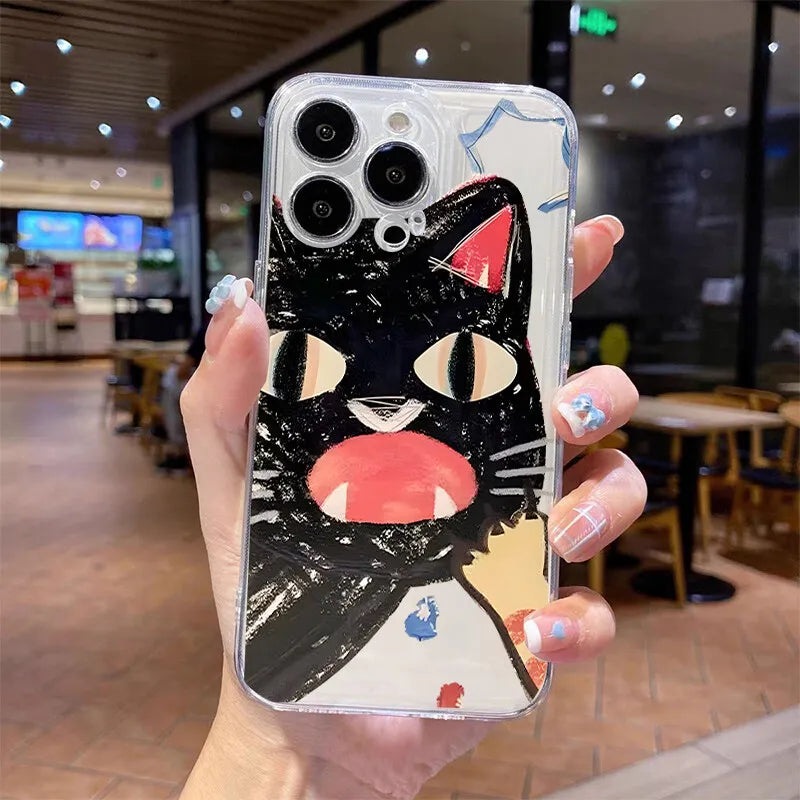 Capa para Samsung Galaxy A56 A55 A54 A35 A36 A26 A16 A15 A14 A34 A53 S25 S24 S23 Ultra Plus S20 S21 S24 FE com desenho fofo de gato