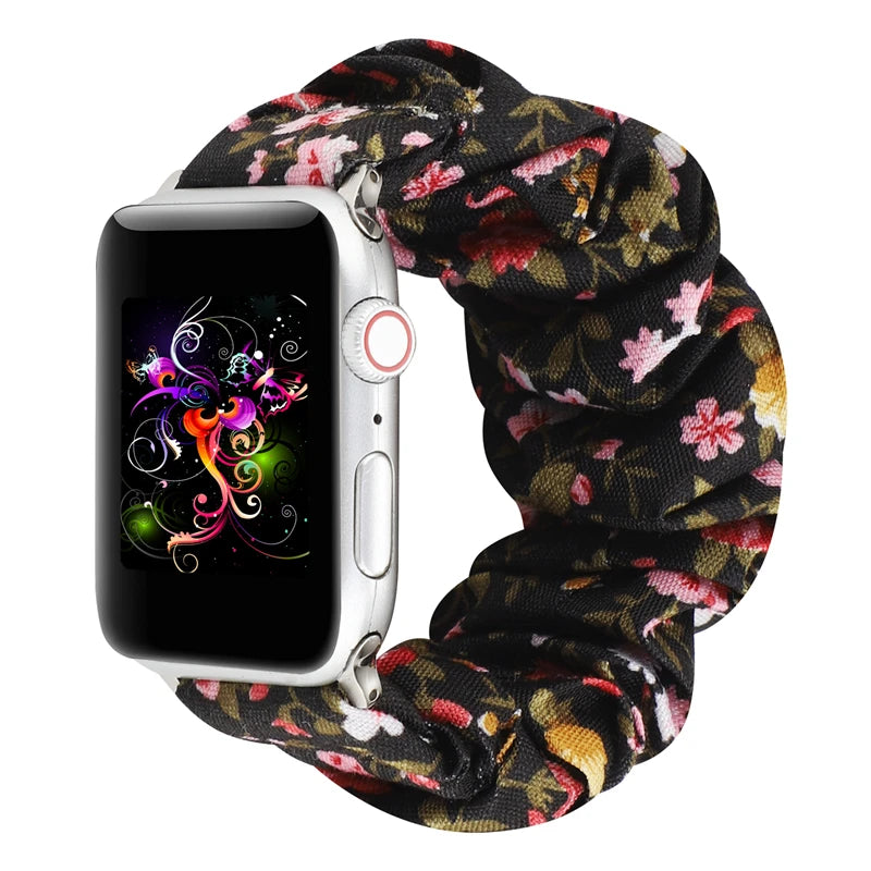 Hair Ring Creative strap For Apple Watch 38mm 40mm 41mm 42mm 44 45mm Elastic Fabric Watch band For iwatch Series 7 6 SE 5 4 3 2