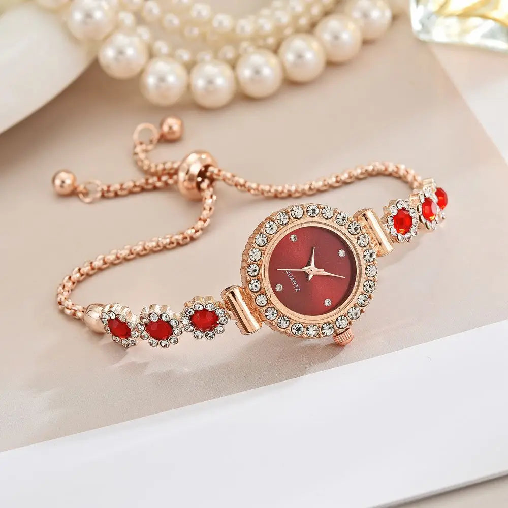 Elegant Women Watches Fashion Rhinestone Flowers Bracelet Ladies Quartz Wristwatch Reloj Mujer Girls Clock Gift
