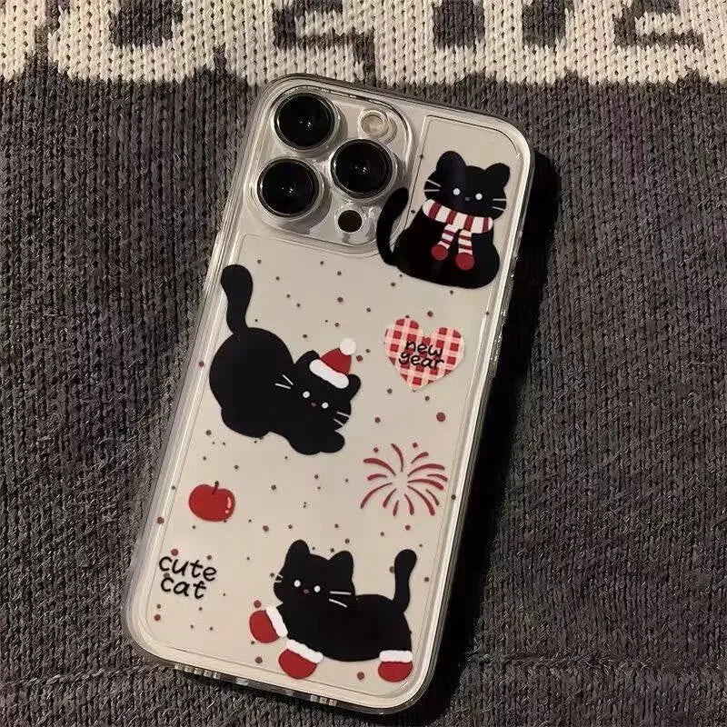 Capa para Samsung Galaxy A56 A55 A54 A35 A36 A26 A16 A15 A14 A34 A53 S25 S24 S23 Ultra Plus S20 S21 S24 FE com desenho fofo de gato