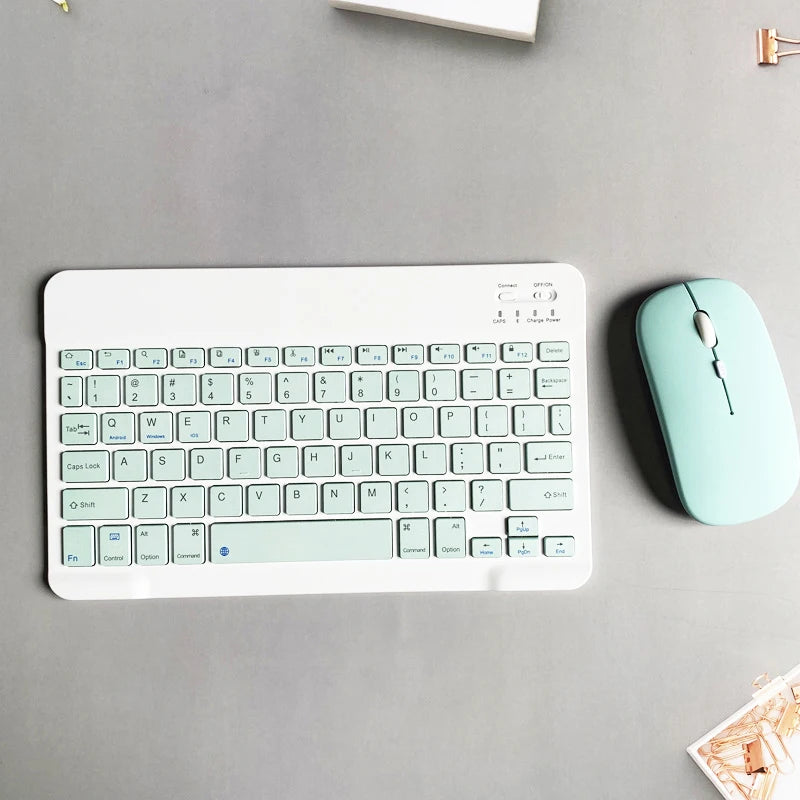 Teclado Bluetooth recarregável para tablet, celular e PC. Mini teclado sem fio portátil ultrafino de 10 polegadas para iPad e Xiaomi.