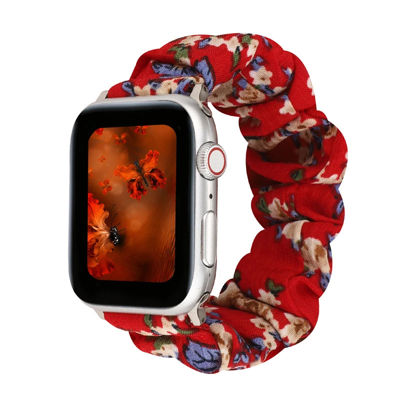 Hair Ring Creative strap For Apple Watch 38mm 40mm 41mm 42mm 44 45mm Elastic Fabric Watch band For iwatch Series 7 6 SE 5 4 3 2