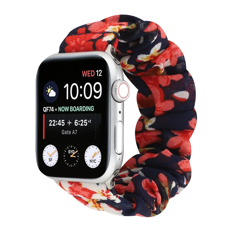 Hair Ring Creative strap For Apple Watch 38mm 40mm 41mm 42mm 44 45mm Elastic Fabric Watch band For iwatch Series 7 6 SE 5 4 3 2