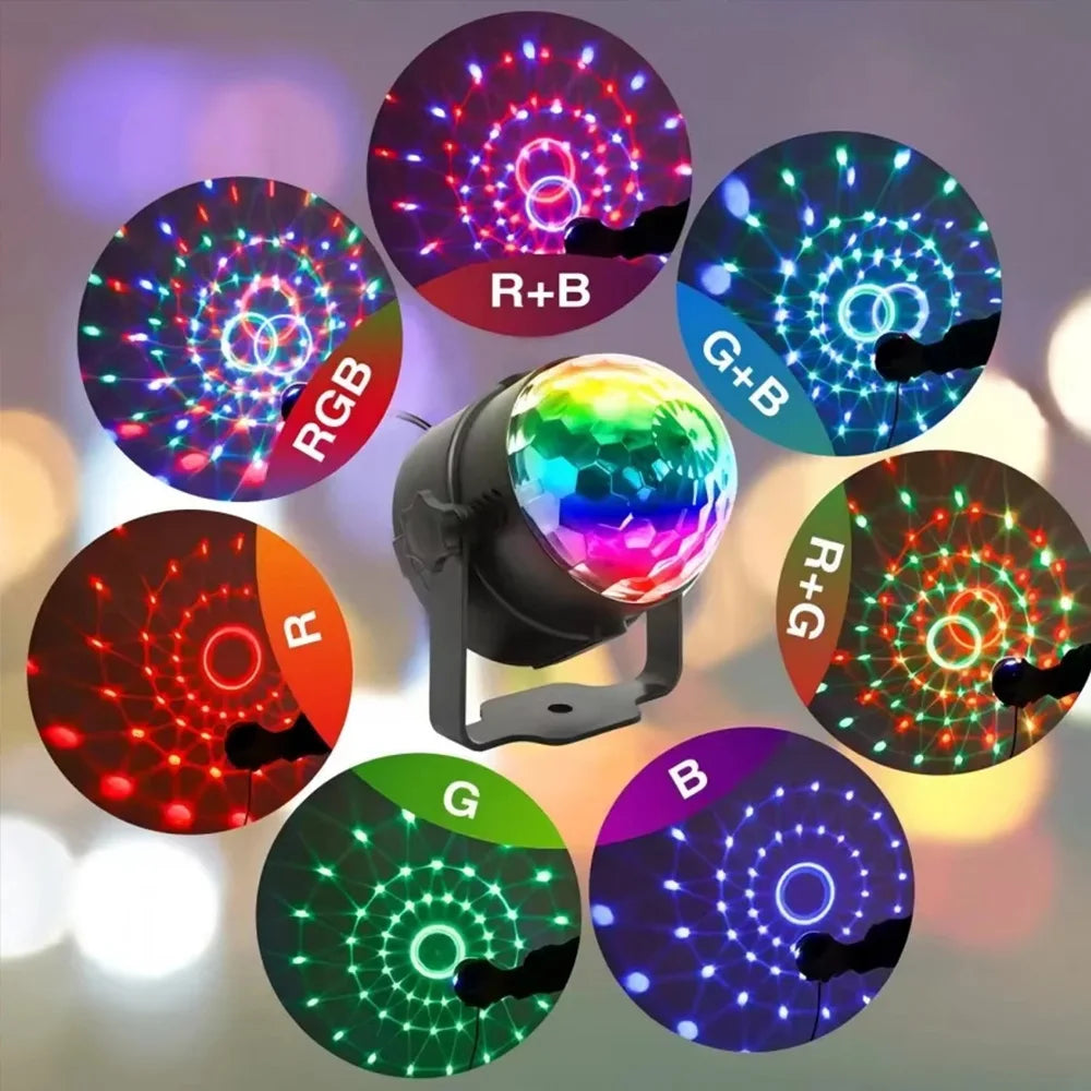 Disco Ball Light Party Lights USB Sound Activated DJ Dance Stage Light Colourful RGB Strobe Lamp for Karaoke Wedding Bar Decor