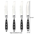 Conjunto de facas de bife clássicas e elegantes em aço inoxidável com cabos altamente polidos, ideais para churrasco ao ar livre, passeios turísticos e utensílios de cozinha delicados.