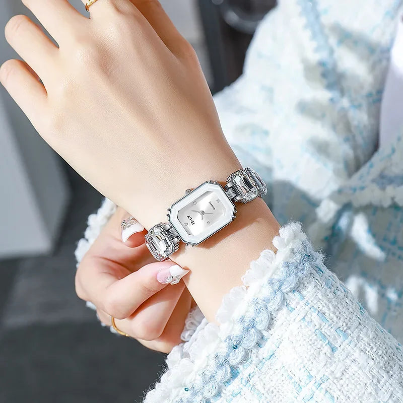 Relógio Feminino de Luxo com Diamantes e Pulseira Bracelete – Quartzo Fashion